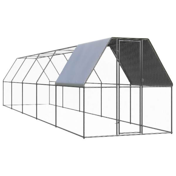 vidaXL Outdoor-Hühnerkäfig 2x10x2 m Verzinkter Stahl, 3089322