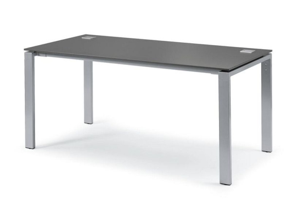 Deskin Schreibtisch 4-Fuß Basic EVO, Dekor anthrazit, Gestell Alusilber RAL 9006, B 1600 x T 800 x H 730 mm, 271026