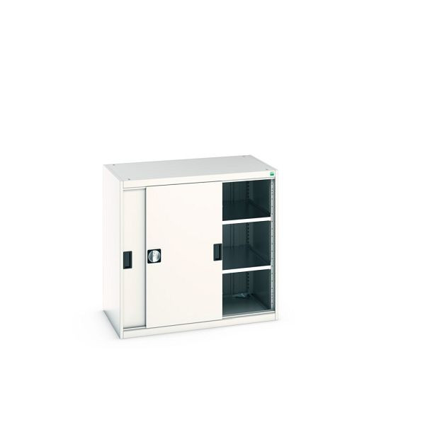 bott cubio Schiebetürenschrank bestückt, mit 2 Fachböden, BxTxH: 1050x650x1000mm, Lichtgrau, 40021138.16V