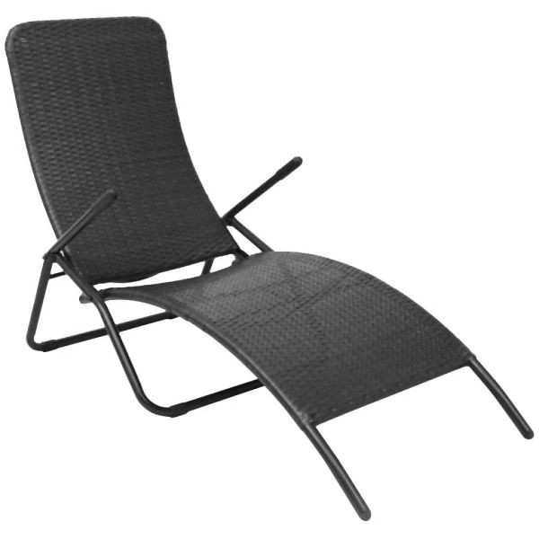 vidaXL Sonnenliege Klappbar Poly Rattan Schwarz, stilvoll, 42946