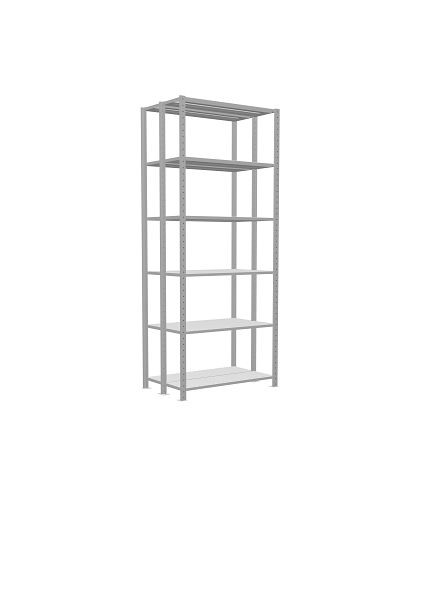 Schulte Grundregal, Steck-Doppelregal MULTIplus150, 2500 x 1000 x (2x300) mm, 2x6 Fachböden, Kreuzstrebe, RAL 7035 lichtgrau, 32731