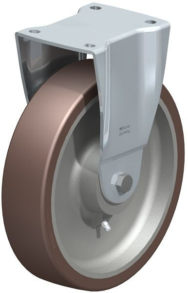 Blickle BH-GB 250K Stahlblech-Bockrolle, Schwerlast-Ausführung, mit Anschraubplatte, Blickle Besthane®, Braun, 741989