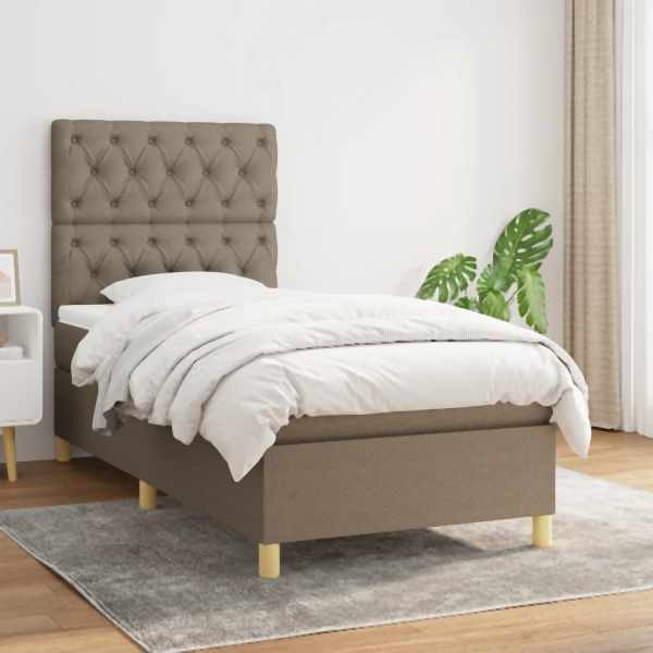 vidaXL Boxspringbett mit Matratze Taupe 80x200 cm Stoff, 3142533