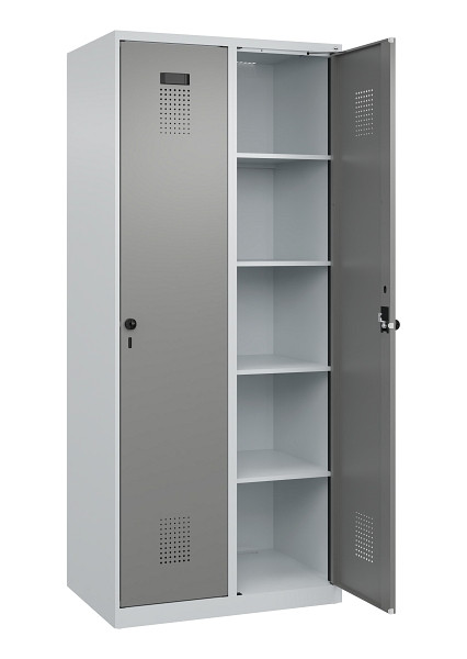 C+P Wäsche-Spind Evolo PLUS, 2 Abteile, 1850x800x500mm, 7035/0004, Verschluss Drehriegel, Ablageböden 8, 049000-22B S10014