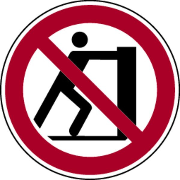 Schilder Klar Verbotszeichen Schieben verboten DIN EN ISO 7010-P017, 100 mm Folie selbstklebend, 1341/61