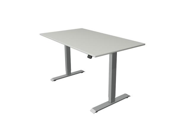 Kerkmann Sitz-/Stehtisch Move 1 weiß/silber, B 1400 x T 800 mm, elektrisch höhenverstellbar von 740-1230 mm, T-Fuß silberfarbig, lichtgrau, 10229411