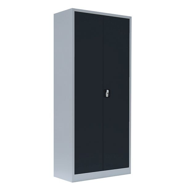 Lüllmann Stahl-Kleider-Wäsche- / Kleider-Aktenschrank, 1800 x 800 x 380 mm, Lichtgrau/Anthrazit, 545528