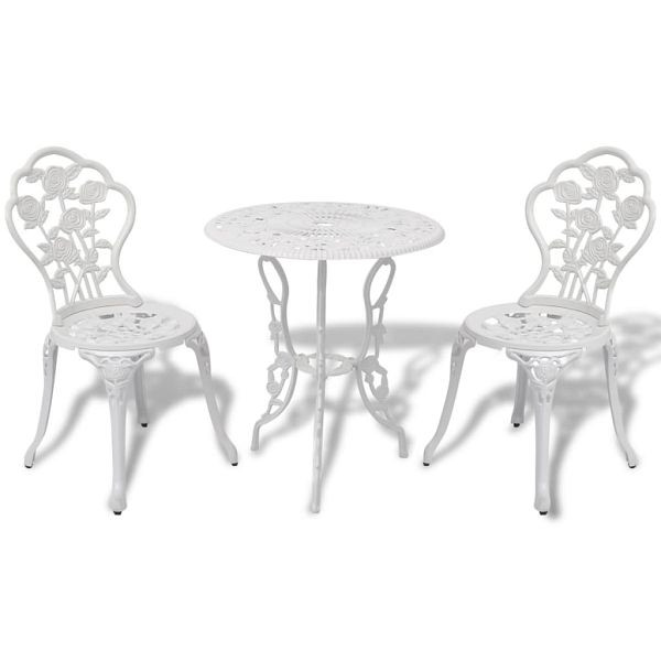 vidaXL 3-teilig Bistro-Set Aluminiumguss Weiß, 42165