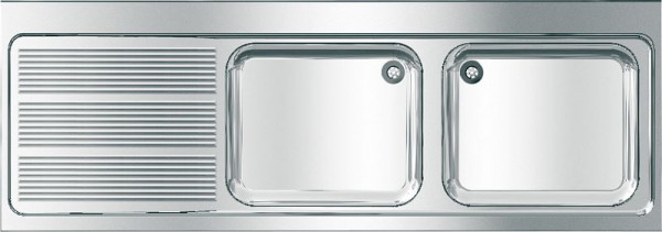 KWC Gewerbespüle, MAXIMA, Edelstahl, 2 Becken, 2000x432x700 mm, Tropfteil links, 2000057586