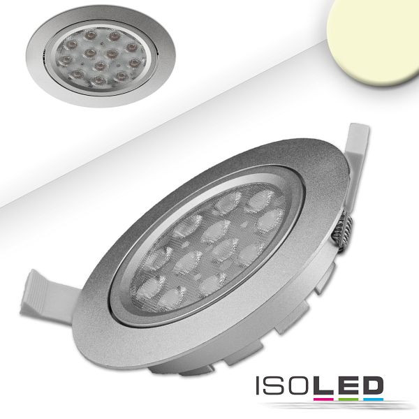 ISOLED LED Einbaustrahler, silber, 15W, 72°, rund, warmweiß, dimmbar, 112469