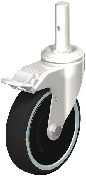 Blickle LKRXA-PATH 126KD-FI-ELS-FK-ZAX51 Edelstahl-Lenkrolle mit Zapfen & Feststeller, Thermoplastisches Polyurethan, Grau, 856447