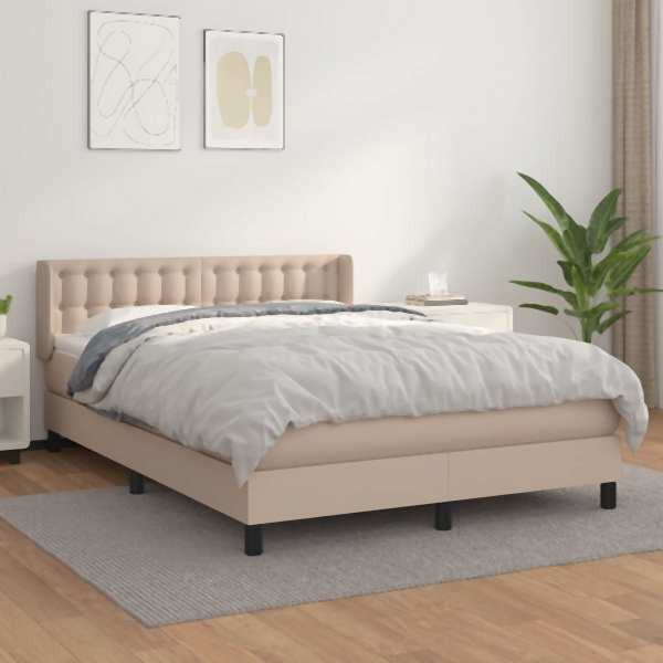 vidaXL Boxspringbett Matratze Cappuccino-Braun 140x190cm Kunstleder, 3130780