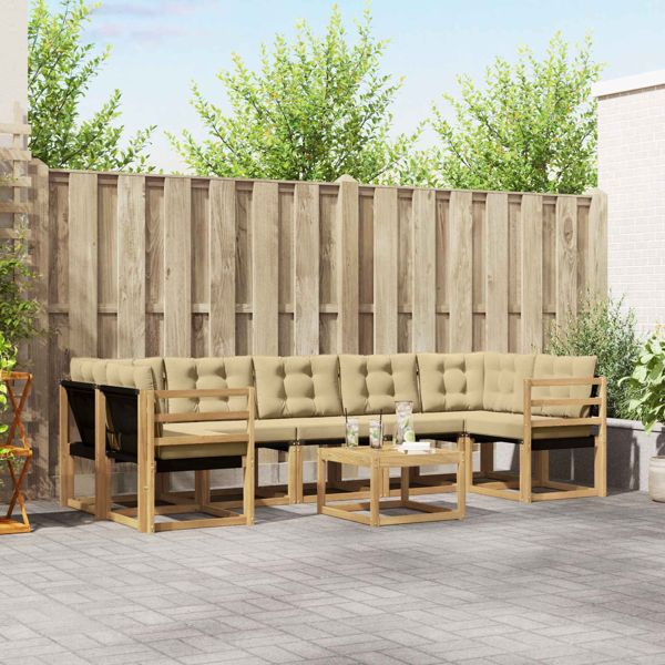 vidaXL Outdoor-Sofagarnitur mit Kissen 8-teilig Weiß und Beige, 3389299