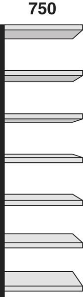 Kerkmann Regalfeld Stora 100, B 750 x T 300 x H 2600 mm, schwarz/lichtgrau, 51246115