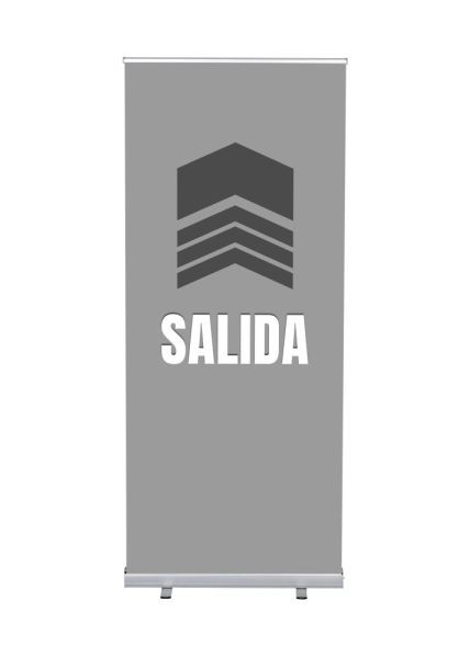 Showdown Displays Roll-Banner Budget 85 Komplettset Ausgang Grau Spanisch, RBB085LSFI377