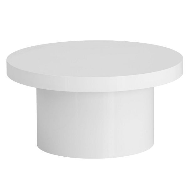 Wohnling Couchtisch 60x60x30cm Weiß Sofatisch in Hochglanz, Design Wohnzimmertisch Rund, Loungetisch in Pilz-Form, WL6.925