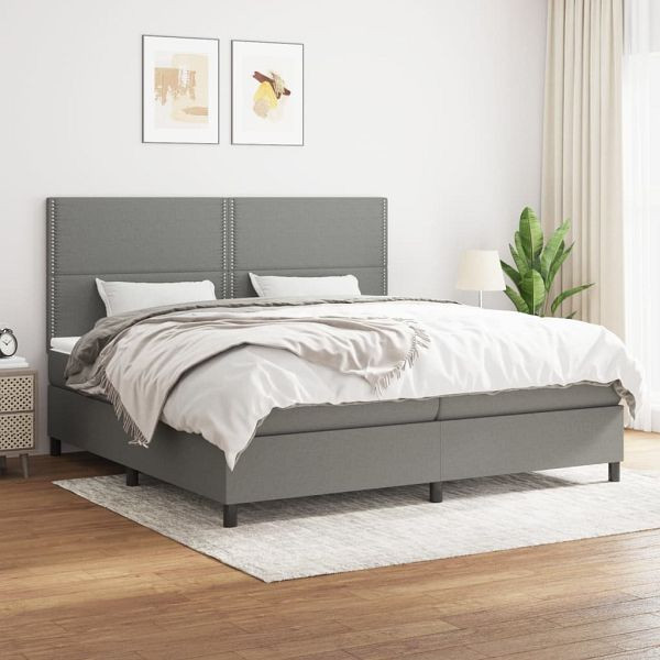 vidaXL Boxspringbett mit Matratze Dunkelgrau 200x200 cm Stoff, 3141722
