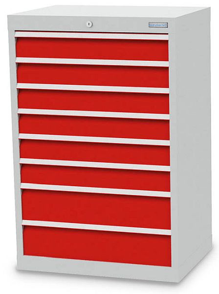 Bedrunka+Hirth Schubladenschrank, Tiefe 500 mm, R 24-16, 680 x 500 x 1019 mm, 8 x Schubladen (6x 100VA, 2x 150VA), Tragkraft 75 kg, 60.620-75