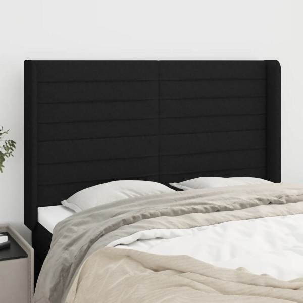 vidaXL Kopfteil mit Ohren Schwarz 147x16x118/128 cm Stoff, 3119720