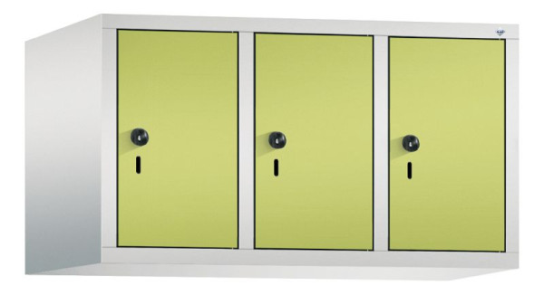C+P Aufsatz-Garderobenschrank Evolo, 3 Abteile, H500xB900xT500 mm, Lichtgrau/Viridingrün, 48090-30 S10073