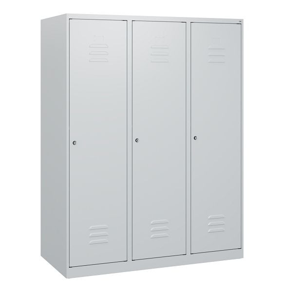 C+P Umkleidespind Classic PLUS, 3 Abteile, 1530x1200x500mm, 7035/7035, Zylinderschlösser, 0800005-32 S10006
