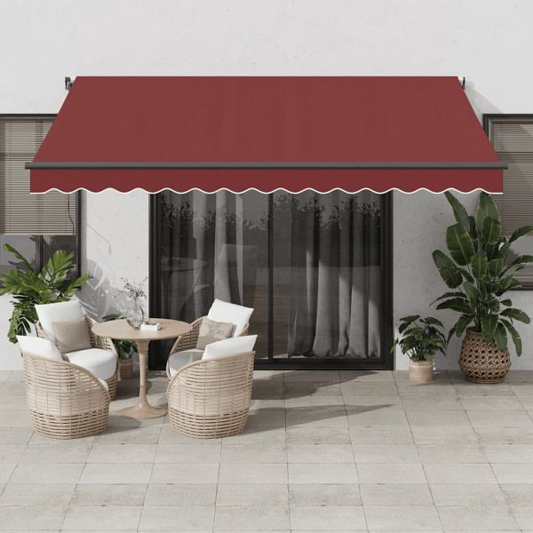 vidaXL Markise Automatisch mit LED Weinrot 400x350 cm, 3215001