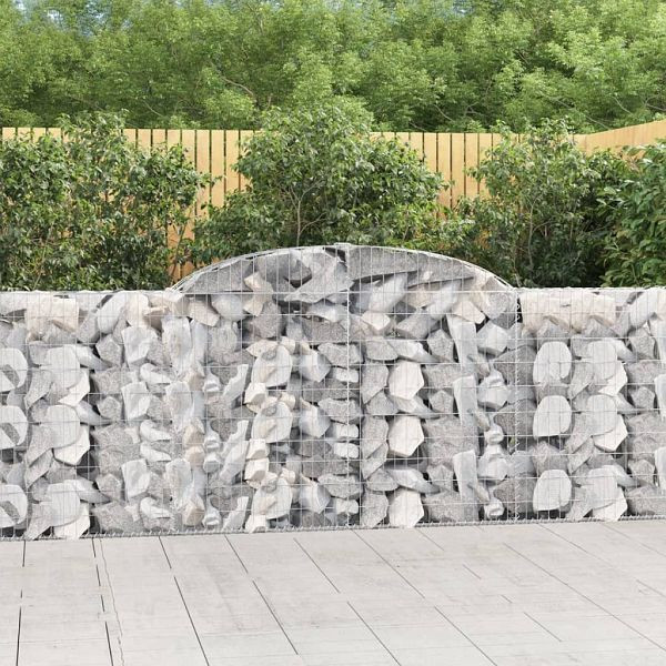 vidaXL Gabionen mit Hochbogen 11 Stück 300x30x100/120cm Verzinktes Eisen, 3146530