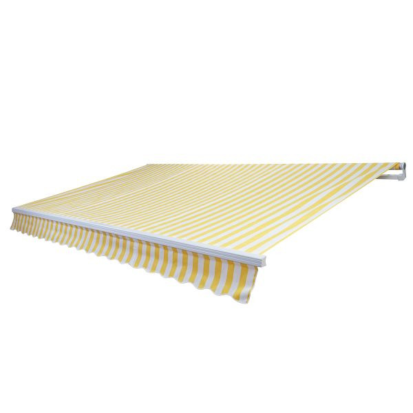 Mendler Alu-Markise T790, Gelenkarmmarkise Sonnenschutz 4x3m, Acryl Gelb/Weiß, 51990