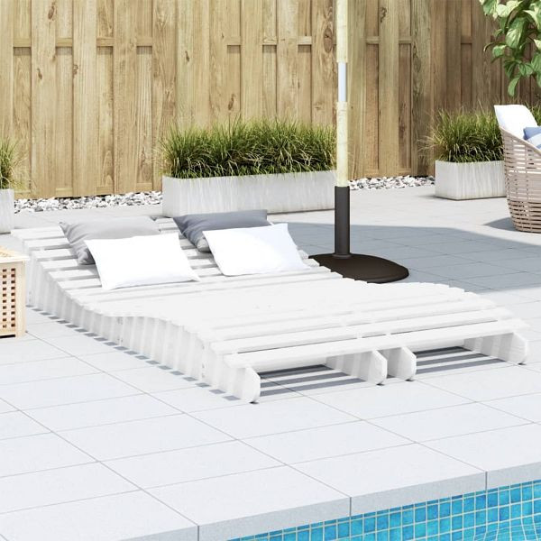 vidaXL Sonnenliegen 2 Stück Weiß 205x60x31,5 cm Massivholz Kiefer, 832575