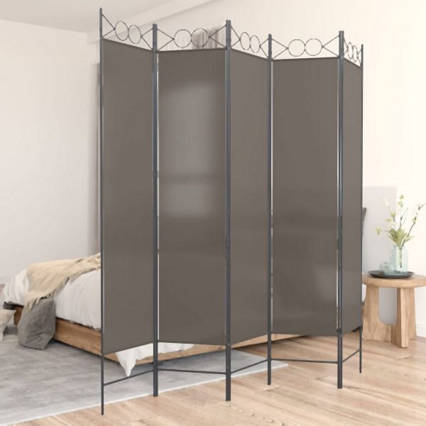 vidaXL 5-teilig Paravent Anthrazit 200x200 cm Stoff, 350156
