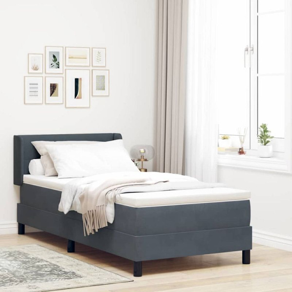 vidaXL Boxspringbett mit Matratze Schwarz 100x200 cm Velvet Dunkelgrau, 3341445