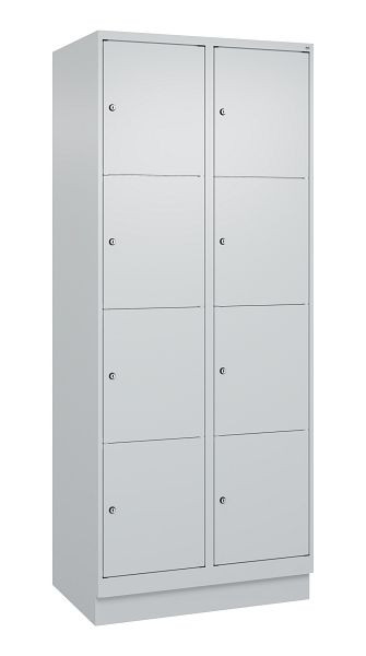 C+P Schließfachschrank Classic PLUS, Sockel, 2 Abteile mit je 4 Fächern, 1950x800x500mm, 7035/7035, 080020-224 S10009