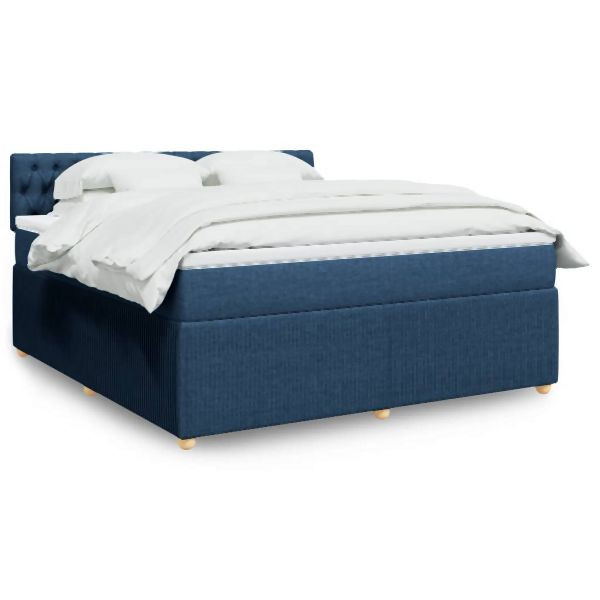 vidaXL Boxspringbett mit Matratze Blau 180x200 cm Stoff, 3289848