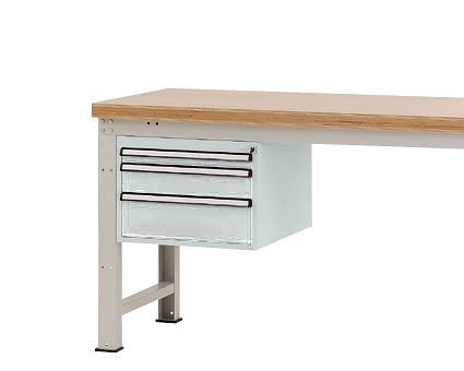 Manuflex Gehäuse-Unterbau PROFI, Nutzhöhe 300 mm mit 3 Schubfächern, für Werkbanktiefe 700 mm, Lichtgrau, ZB4681.7035