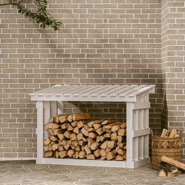 vidaXL Kaminholzregal Weiß 108x64,5x77 cm Massivholz Kiefer, 822433