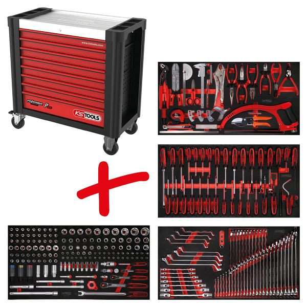 KS Tools PERFORMANCEplus Werkstattwagen-Satz P25, mit 285 Werkzeugen und 4 Schubladen, 825.4285