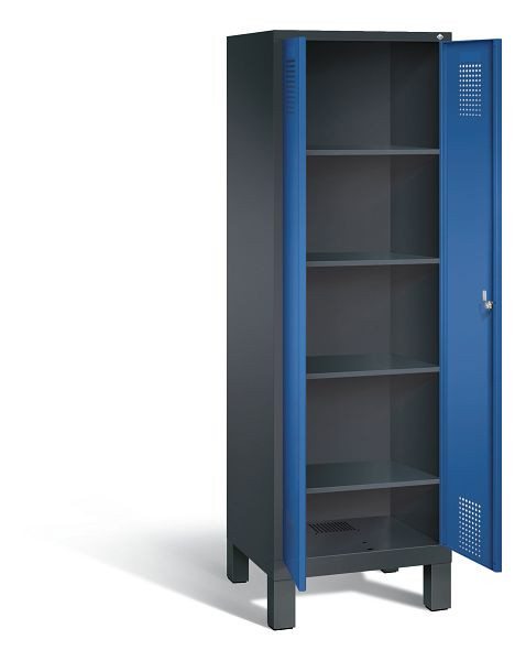 C+P Wäsche-Spind Evolo, H1850xB610xT500mm, Farbe: Schwarzgrau / Enzianblau, 48212-20b S10090