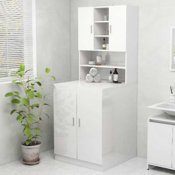 vidaXL Waschmaschinenschrank Hochglanz-Weiß 70,5x25,5x90 cm, 808392