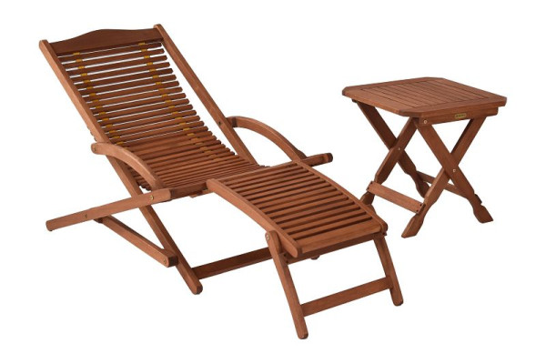Merxx Copa Cabana Set 2-teilig, 1 Copa Cabana Schwungliege, 1 Hocker, 50 x 50 cm, FSC Eukalyptusholz, 50101-011