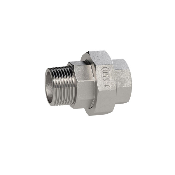 Riegler Lösbarer Doppelgewindenippel, flachdichtend, G 1/4, I/A, SW 30, ES 1.4408, 118863