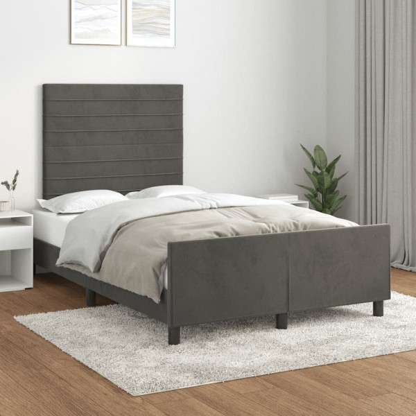 vidaXL Bettgestell mit Kopfteil Dunkelgrau 120x200 cm Samt, 3125807