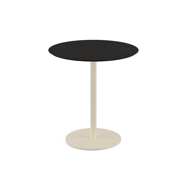 Feros Urban Terrassentisch Sand frame + Schwarz HPL Tischplatte Ø70 cm, 130031070