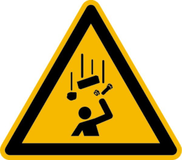 Schilder Klar Warnzeichen Warnung vor herabfallenden Gegenständen DIN EN ISO 7010-W035, 200 mm Folie selbstklebend, 1518/62