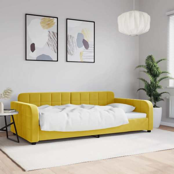 vidaXL Tagesbett Gelb 100x200 cm Samt, Massivholz, 354070
