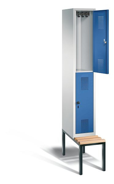 C+P Spind doppelstöckig Evolo, H2090xB320xT815mm, Farbe: Lichtgrau / Enzianblau, 48350-10 S10016