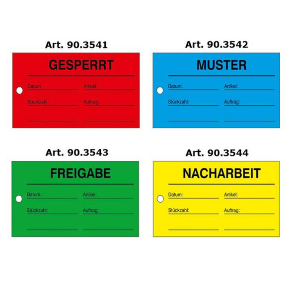 Stein HGS Qualitätstiketten mit Lochung, Muster / blau, VE: 25 Stück, 90.3542