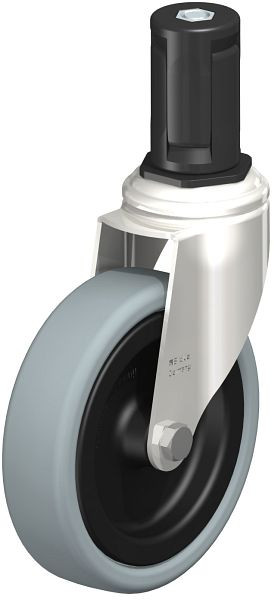 Blickle LKRXA-VPA 126G-11-EXR15 Edelstahl-Apparate-Lenkrolle mit Expander, Vollgummi, Grau, 853304