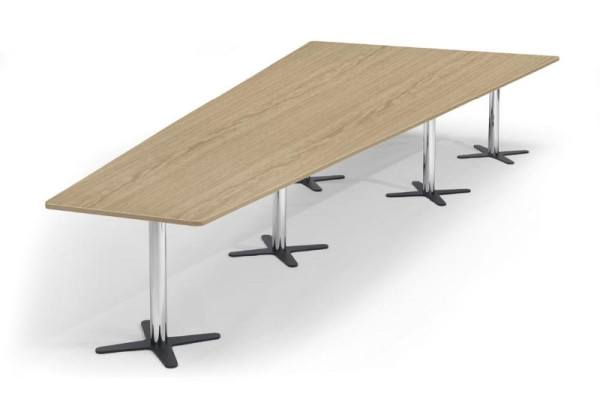 Deskin Konferenztisch DUBLIN, Dekor: Eiche hell, Gestellfarbe: Verchromt / Anthrazit RAL 7016, BxHxT: 5000 x 735 x 2050 mm, 330315