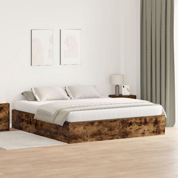 vidaXL Schlafsofa Rahmen Geräucherte Eiche 200x200 cm, 3335361