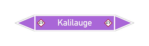 Schilder Klar Rohrleitungskennzeichen Kalilauge, 100x15 mm Folie selbstklebend, 101614/30